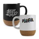 Ceramic Mugs with Lid and Cork Base 385 ml - Image 2