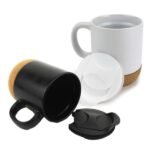 Ceramic Mugs with Lid and Cork Base 385 ml - Image 3