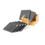 LAAX - eco-neutral RPET Set of 6 Felt Coasters with Bamboo Stand - Image 2