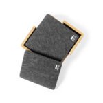 LAAX - eco-neutral RPET Set of 6 Felt Coasters with Bamboo Stand - Image 4