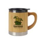 Bamboo & Stainless Steel Coffee Travel Mug with Handle and Lid - Image 6