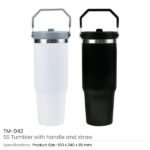 Tumbler with Handle & Straw SS Double Wall 900ml