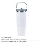 Tumbler with Handle & Straw SS Double Wall 900ml - Image 8
